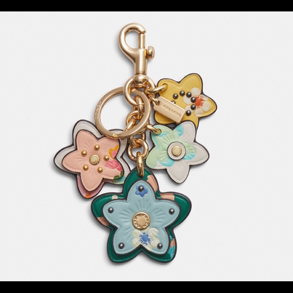 COACH NWT Mystical Floral Wildflower Cluster Bag Charm, Flower Key Fob.